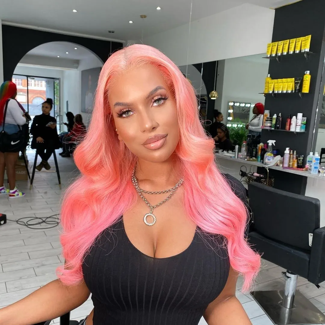 Pink hd lace frontal wig 13x6 human hair 30 40 inch Brazilian Colored body wave Frontal Wigs For Women choice wigs on clearance