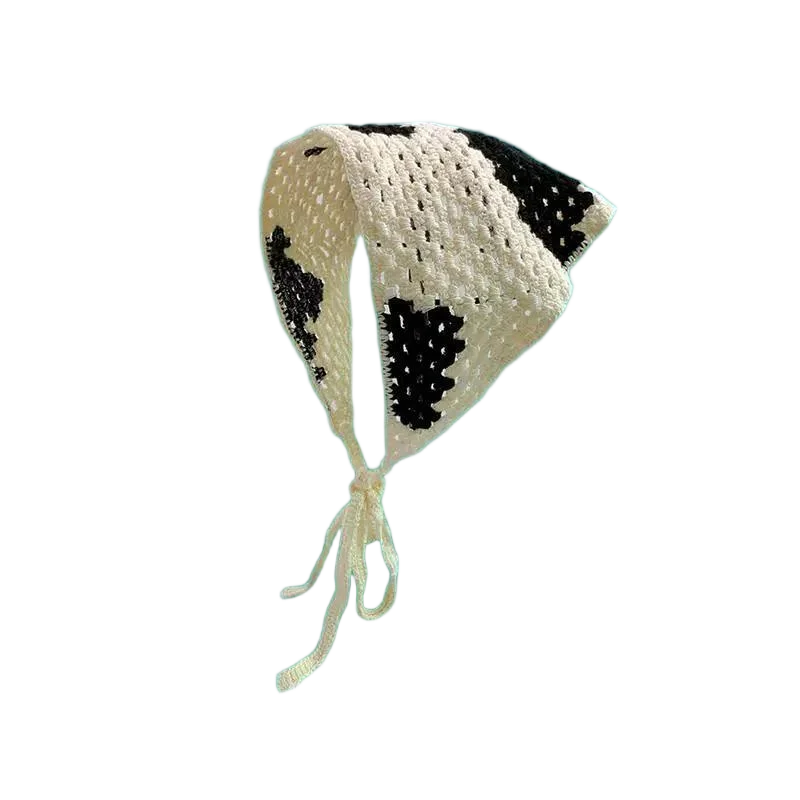 Haarband Damen-Haarschmuck, modischer gestrickter, gehäkelter, hohler Dreiecksschal, süßes und süßes, florales Kopftuch im Girly-Stil – Detail 22