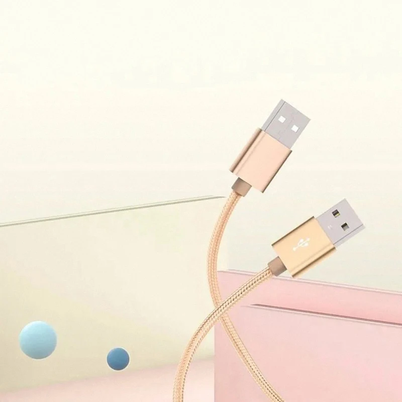 Usb Type A 2.0 Male To Male Data Cable Braided Double Male Data Cable Computer Laptop Hard Disk Double Male Cable Gold Silver