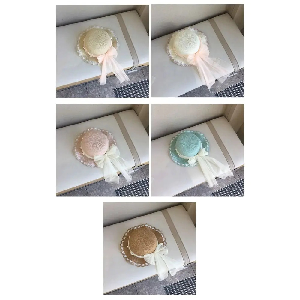 جديد القش الأطفال القبعات القش واسعة حافة تنفس واقية من الشمس قبعة أزياء عارضة القوس الشمس كتلة قبعة الصيف