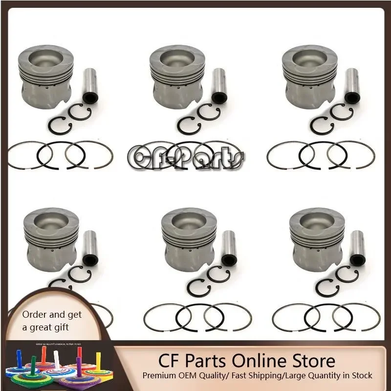 

New 6 Sets STD Piston Kit With Ring 13211-0230 Fit For Hino P11C Engine 122MM