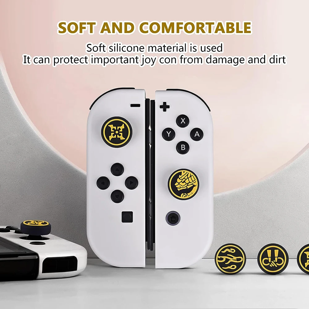 4ชิ้นปลอกแฮนด์จับแบบแอนะล็อกซิลิโคนลายการ์ตูนเข้ากันได้กับนินเทนโดสวิตช์ OLED/SWITCH lite/ SWITCH ฝาครอบป้องกันจอยสติ๊ก
