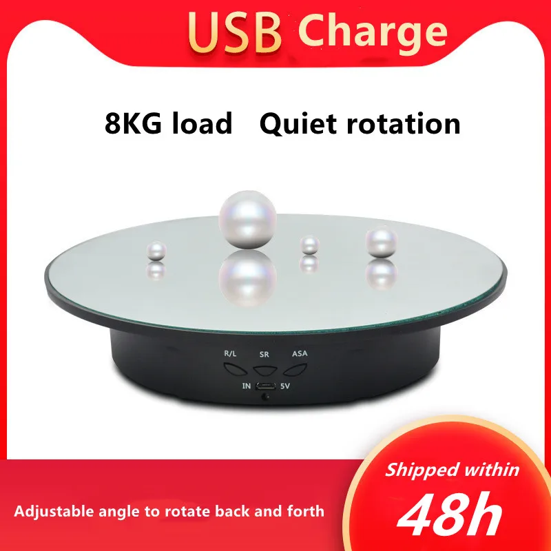 3 Speed Adjustment Seat Mirror Plate Electric Display Table Turntable Smart Charging Rotary Table Rotating Base for Video 360