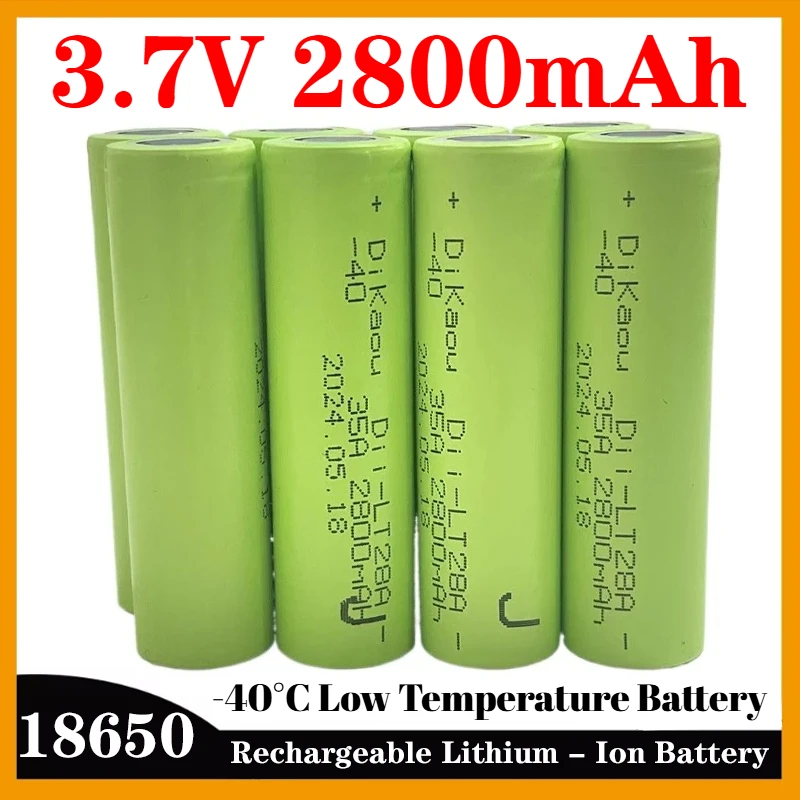 

18650 -40°C Low Temperature Battery 3.7V 2800mAh Battery for Scooters Power Tools Model Aircraft Energy Storage Power Supply