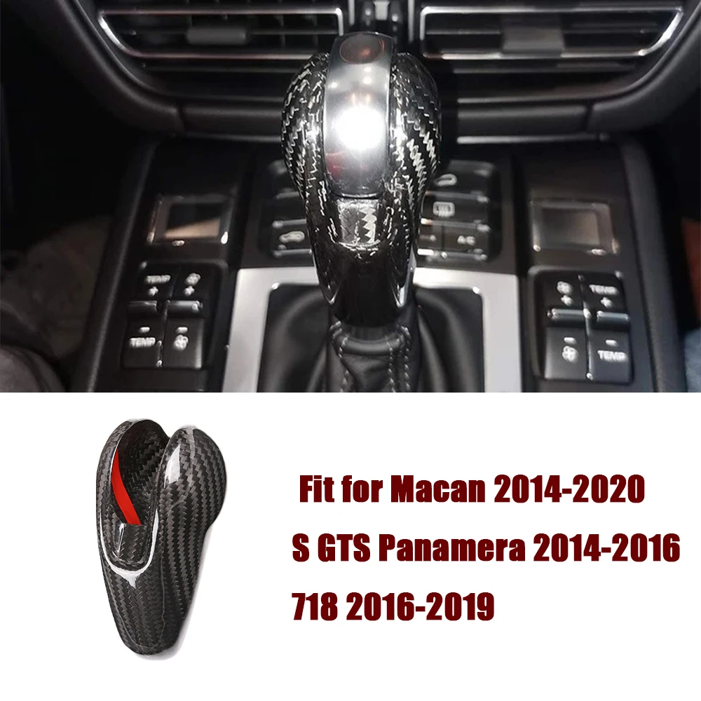 

Fit for Macan 2014-2020 S GTS Panamera 2014-2016 718 2016-2019 Real Carbon Fiber Gear Shift Knob Head Cover Trim