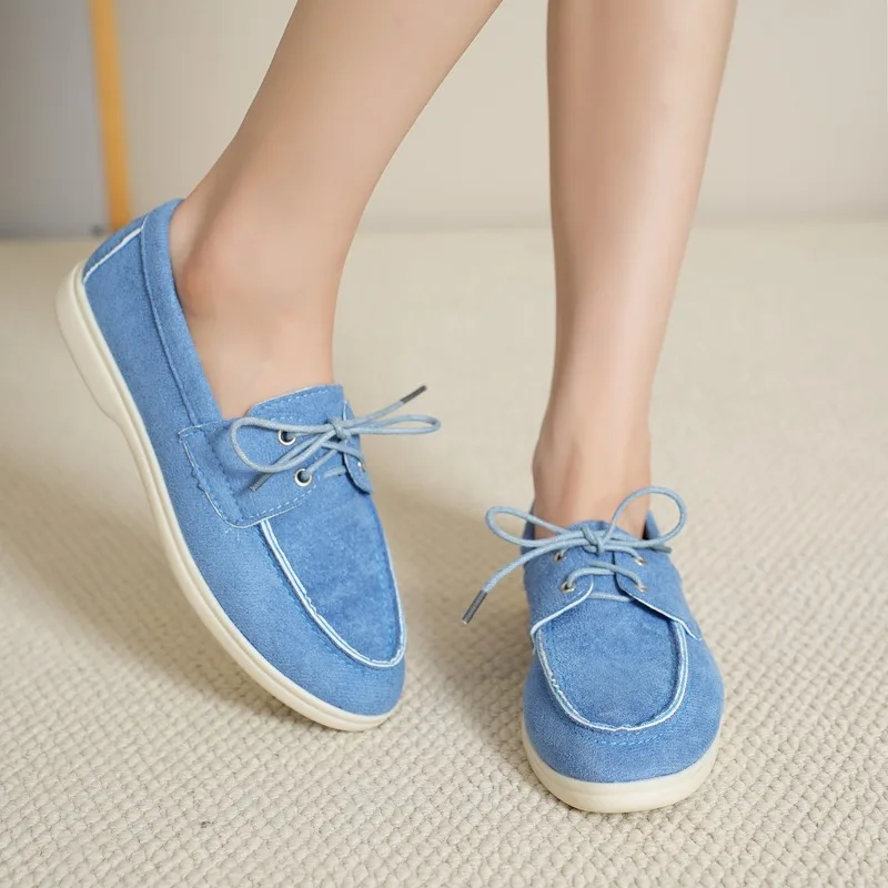 2025 Spring and Autumn New Comfortable Non-slip Flat Shoes for Women Fashion Round Head Cross Lacing Soft Sole Low Top Shoes