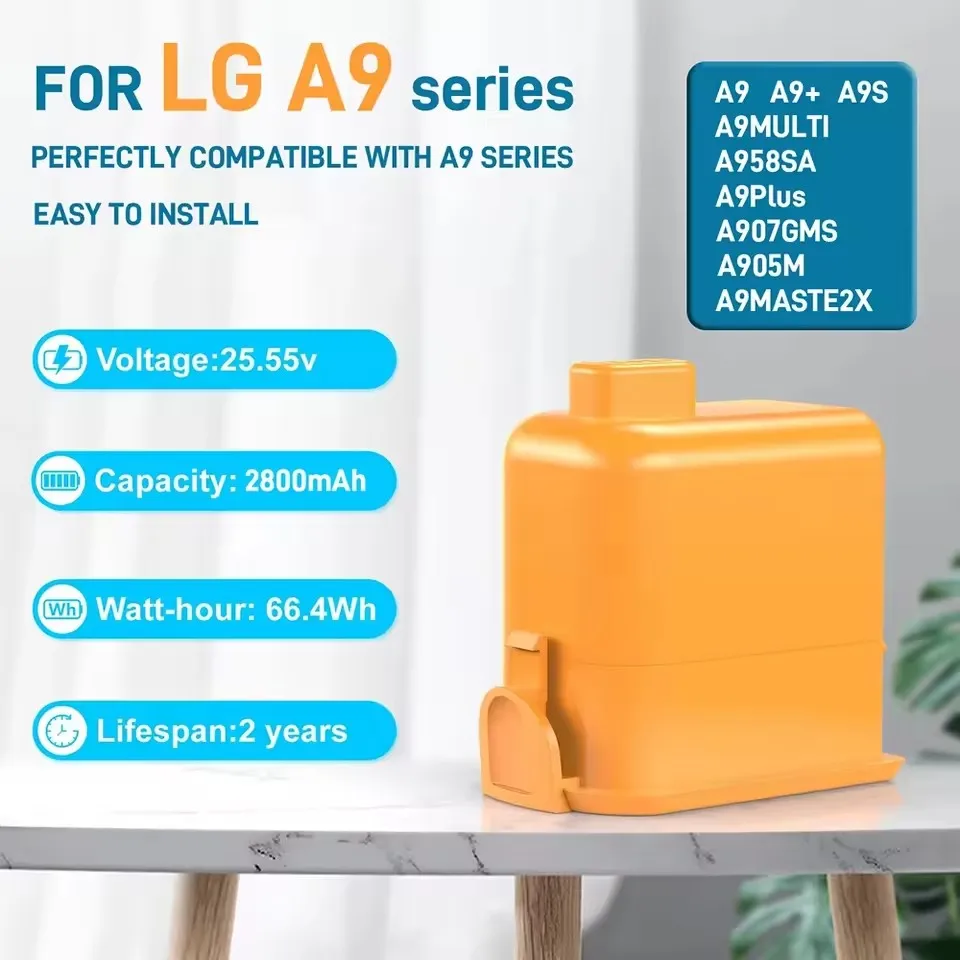 Replacement Battery for LG Cord Zero A9,A9S,P9,A9K-CORE,A9MAX,A9T-Ultra,A9K-PRO,A9N,A9M,A9 Plus 25.55V 5000mAh