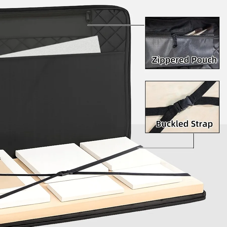 JJRING 24x36 حقيبة محفظة اللحف خفيفة الوزن سوداء الفن قماش محفظة لتخزين الملصقات المحمولة الرسم الفني