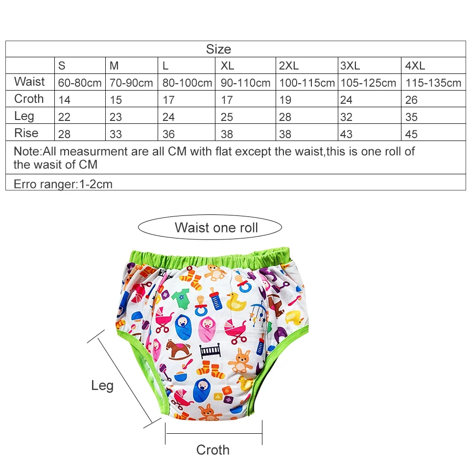 Rabbit Printed Adult Baby Diapers DDLG Reusable Training Pants Washablt Cloth Adult Diaper Nappy Aloth Underwear For Boy, Girl