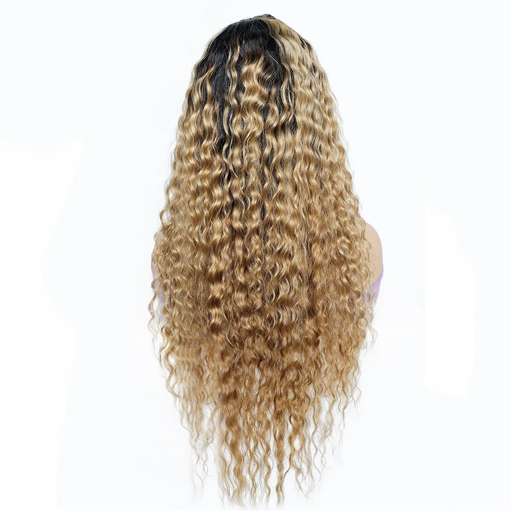 1B27 Honey Blonde Water Wave Human Hair Wig 4x4 Transparent Glueless Lace Closure Wigs Brazilian Virgin Remy Hair Pre-Plucked