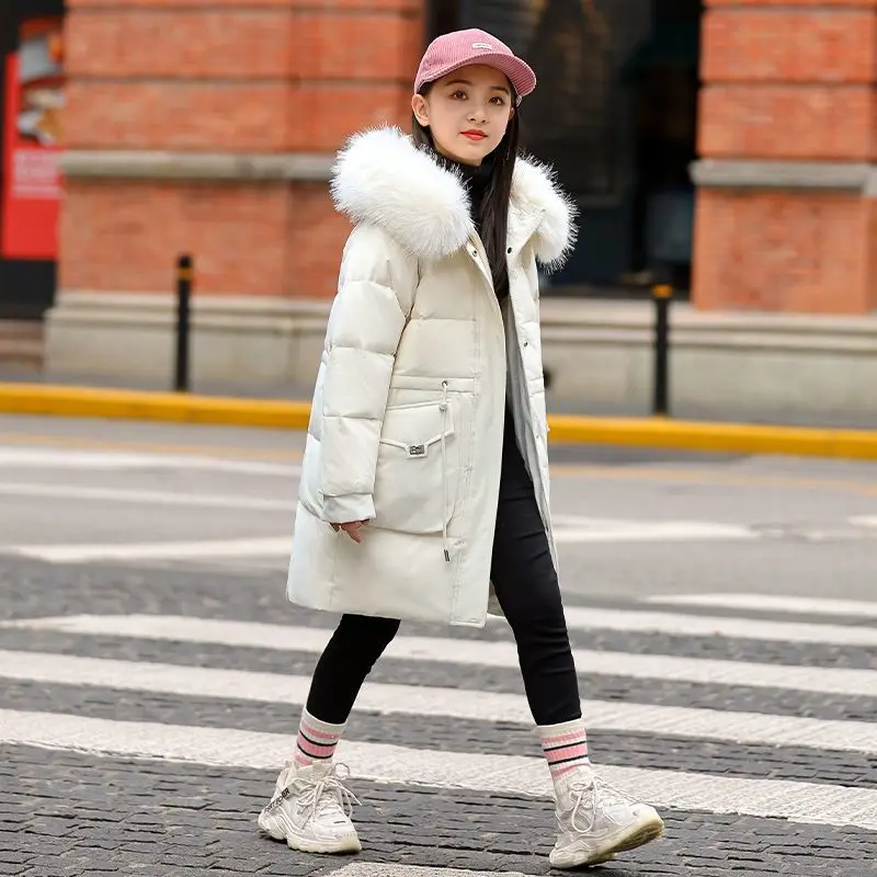 

Girl Clothing Warm Winter Parka Outerwear Teenager Outfit Children Kids Faux Fur Coat Hooded Jacket Toddler Girl Clothes Parka