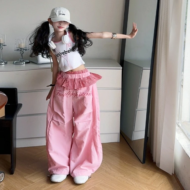 

Lace Pants Fashionable Street Patchwork Skirt Edge Summer Casual Trend Loose and All-match Pants Kids Clothes