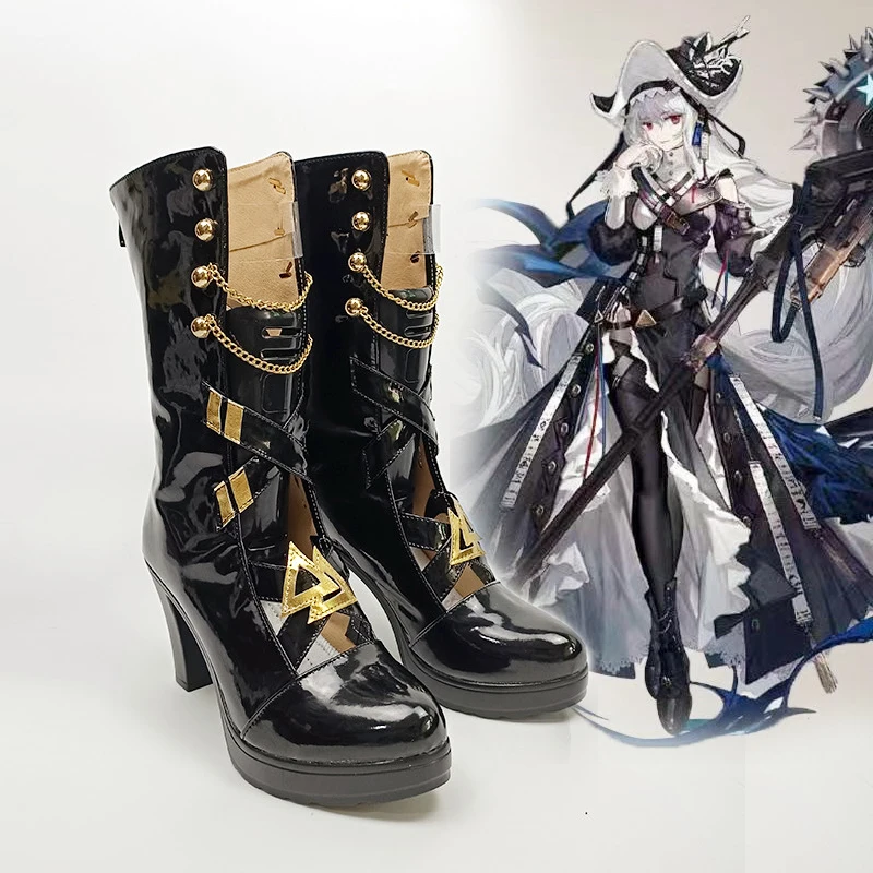 New！ Specter the Unchained cos Irene Cosplay custom Prop Shoes Arknights Cool Gold Chained custom high heeled boots