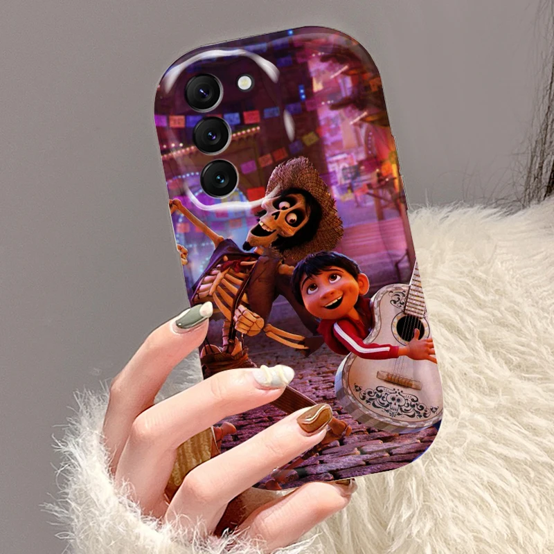 Coco lucu kartun Disney untuk Samsung S24 S23 S21 S20 Ultra Plus FE A73 A72 A71 A51 A31 A05S A05 A04 5G gelombang minyak casing ponsel lunak