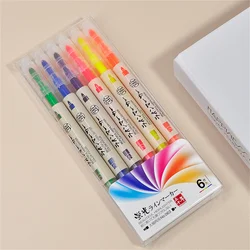 6Pcs/Set Double Head Fluorescent Highlighter Pen Markers Pastel Drawing Pen for Student School Office Supplies Cute Stationery