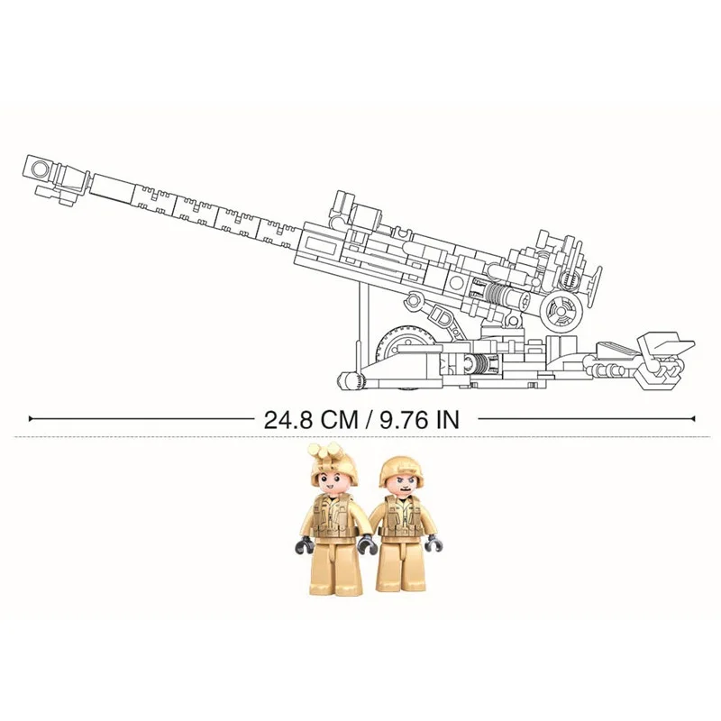 Sluban Building Block Toys Army Model Light Howitzer 258PCS Bricks B0890 Compatbile With Leading Brands Construction Kits