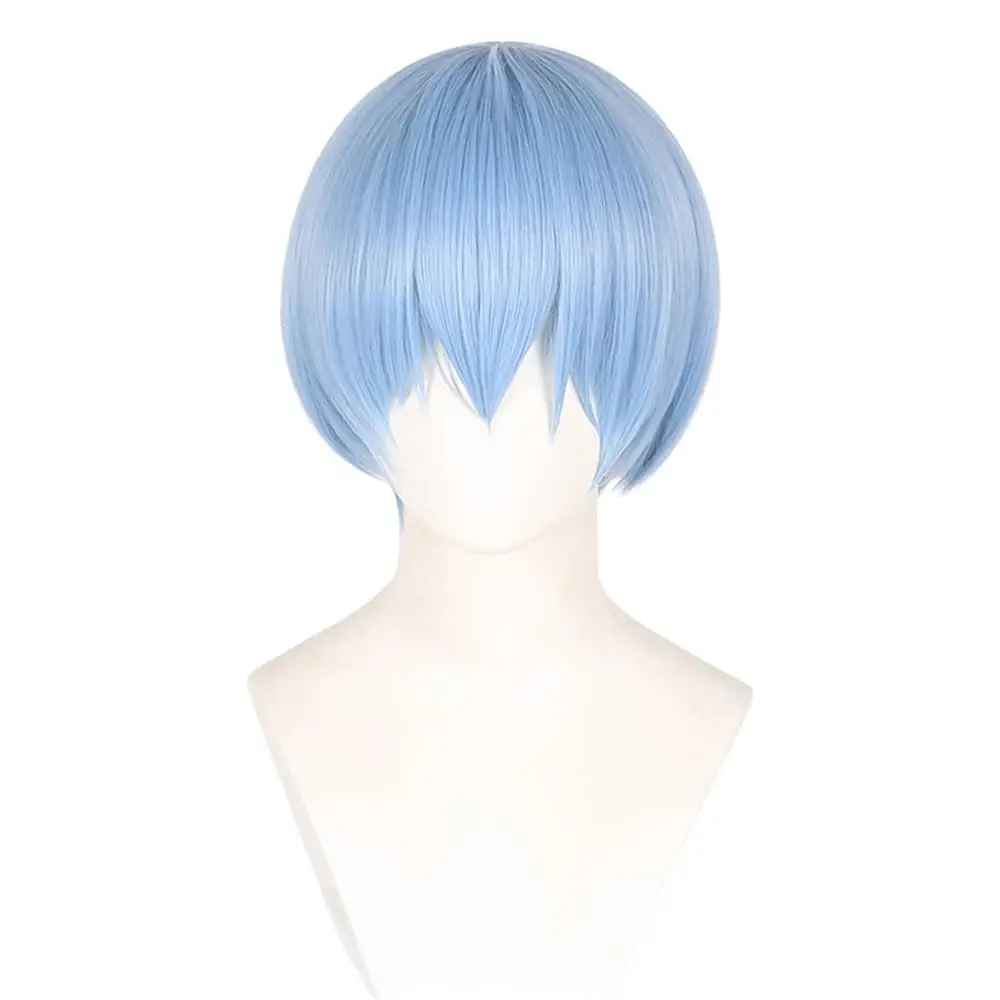 Short Anime Himmel Cosplay wig ice blue for Men's and Women's wig Halloween Costume Party Synthetic Wig