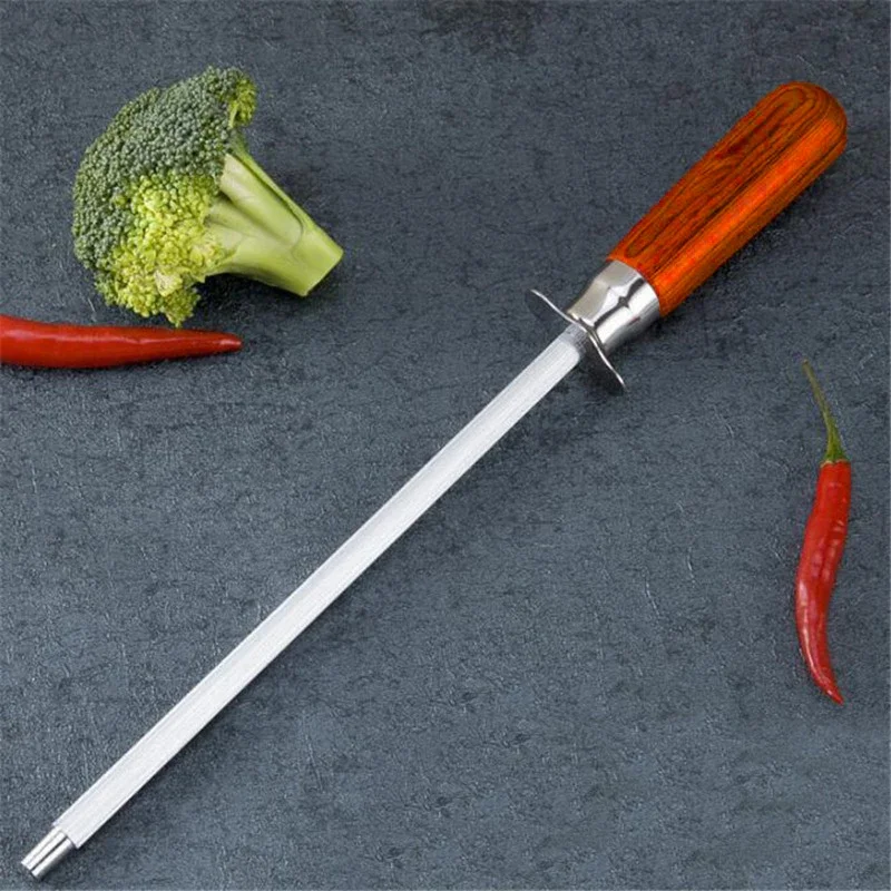 Knife Sharpening Rod 11Inch Kitchen Honing Steel Knife Sharpening Carbon Steel Durable Stainless Steel Knife Sharpener
