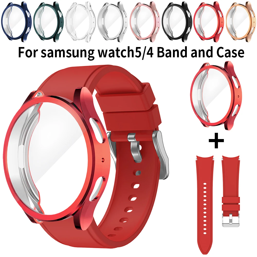 Etui ochronne + opaska do Samsung Galaxy Watch 4/5/6 40mm 44mm Miękka osłona ekranu TPU + bransoleta do Samsung Galaxy Watch 6 Classic 43mm 47mm Silikonowy pasek 20mm