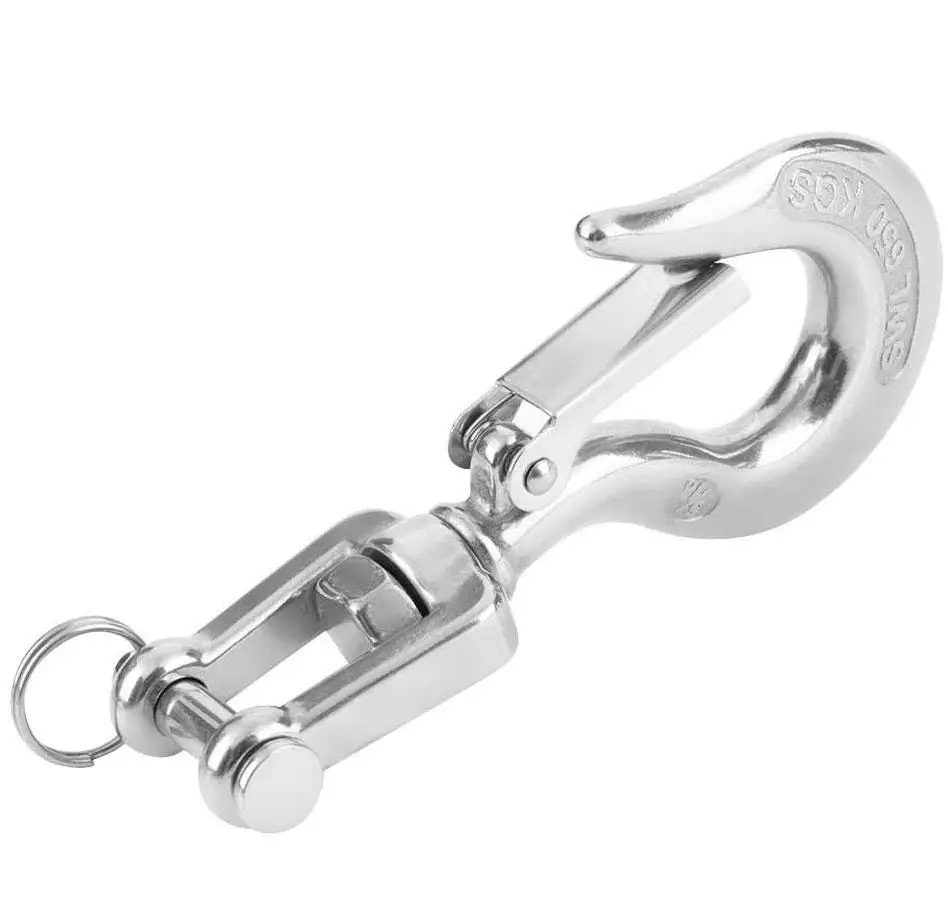 1000kg 650kg 350kg 150kg 304 Stainless Steel Swivel Lifting Hook Steel Eye Hook With Latch Rigging Accessory