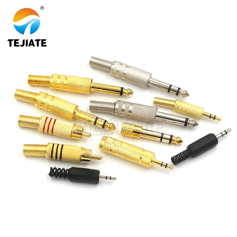 3.5 2.5/6.35mm plum blossom male connector mono dual channel stereo microphone plug welding line audio head