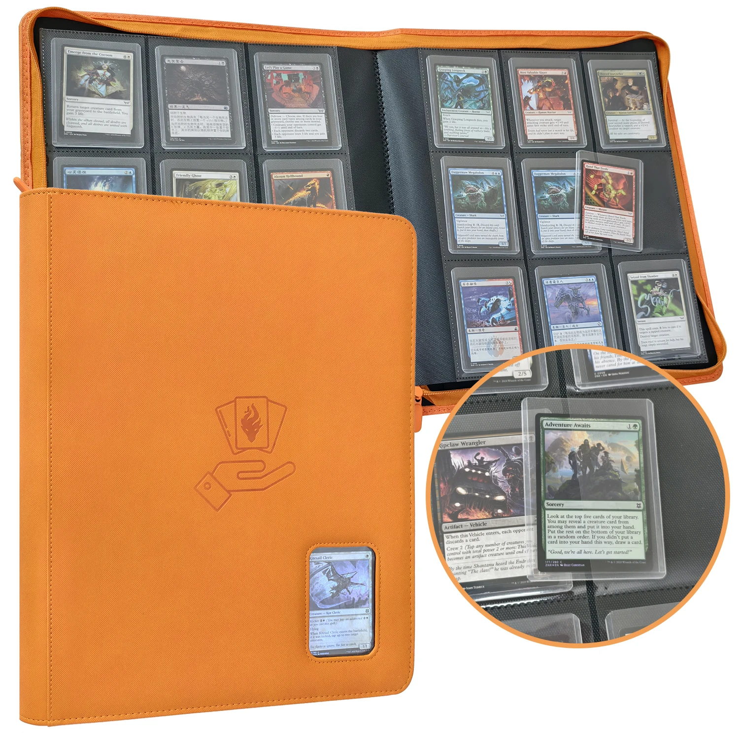 Toploader-binder, geschikt voor 360 toplader, 9-pocket toploader-binder voor 3" x 4" stijve kaarten, Toploader-kaartbinder voor hard plastic
