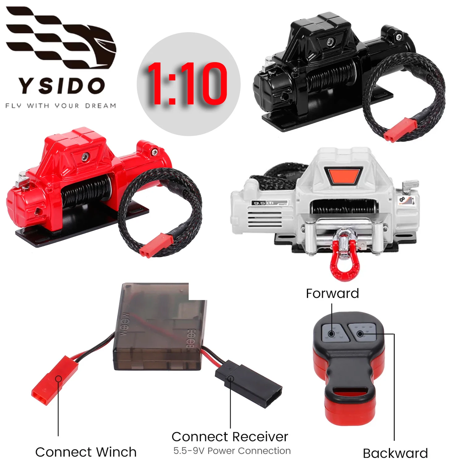 

YSIDO 1/10 Scale RC Model Vehicle Crawler Car Accessory Metal Winch With Remote Controller For Axial SCX10 90046 TRX4 TRX6 Gen8