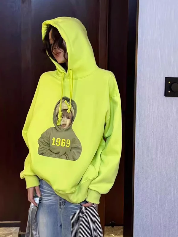 

plus Size 300 Pou Women's Hoodie Sweatirt Casual Loose Slimming Fce Inner Winter Autumn Faion Anti-aging Top