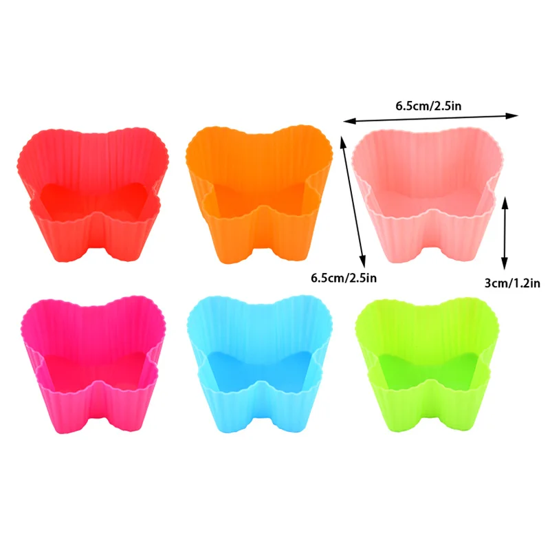 2PCS Reusable Butterfly Silicone Cake Cup Mold Muffin Cup Cupcake Liners Colorful Silicone Pastry Muffin Molds DIY Baking Tool