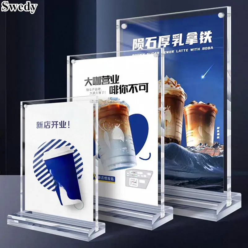 A5 14.8X21cm Magnetic Acrylic Business & Store Sign Holders Double-Sided Restaurant Acrylic Menu Holder Display Stands