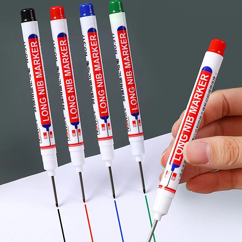 1PC Long Head Marker Pen Waterproof Multi-purpose Deep Hole Marker Pens For Marking The Drilling Position