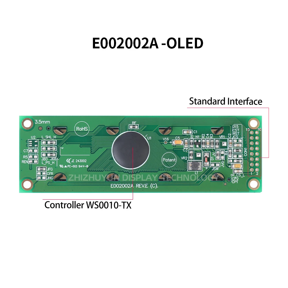 Zwarte Achtergrond Met Groene Letters Oled2002 Liquid Crystal Lage Temperatuur Lcd2002 Karakter Display Module 16pin Parallelle Poort