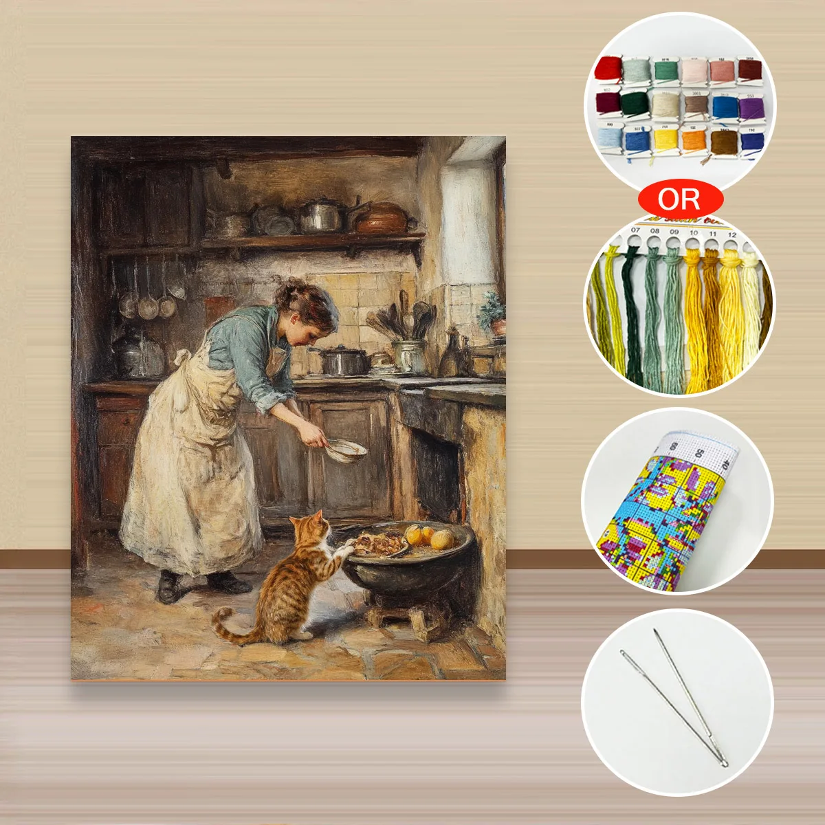 

Набор для вышивания крестиком 1PC40X50CM/15.7X19.69in, 11CT/14CT, подарок на День святого Валентина, набор для вышивания к празднику, с изображением семейной сцены.