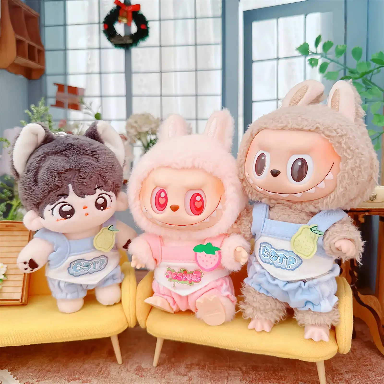 17cm Labubu Tank Top Sleeveless T-shirt+Pant The Monsters Vinyl Labubu Outfit Clothing  Accessory 10-15CM Doll Clothes Gift