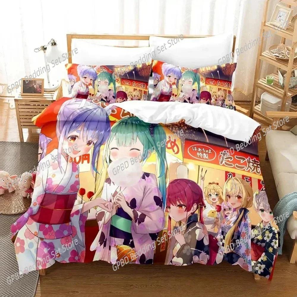 

Kawaii Akai Haato Bedding Set Single Twin Double Queen King Cal King Size Bed Linen Set