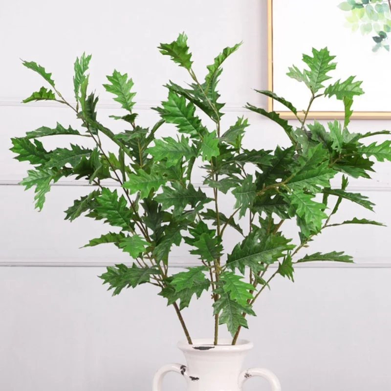 

E5 Artificial Oak Leaves Silk Fabric Leaves Flexible Iron Stem Decorative Faux Oak Leaves Home Decor Outdoor Artificial Plants