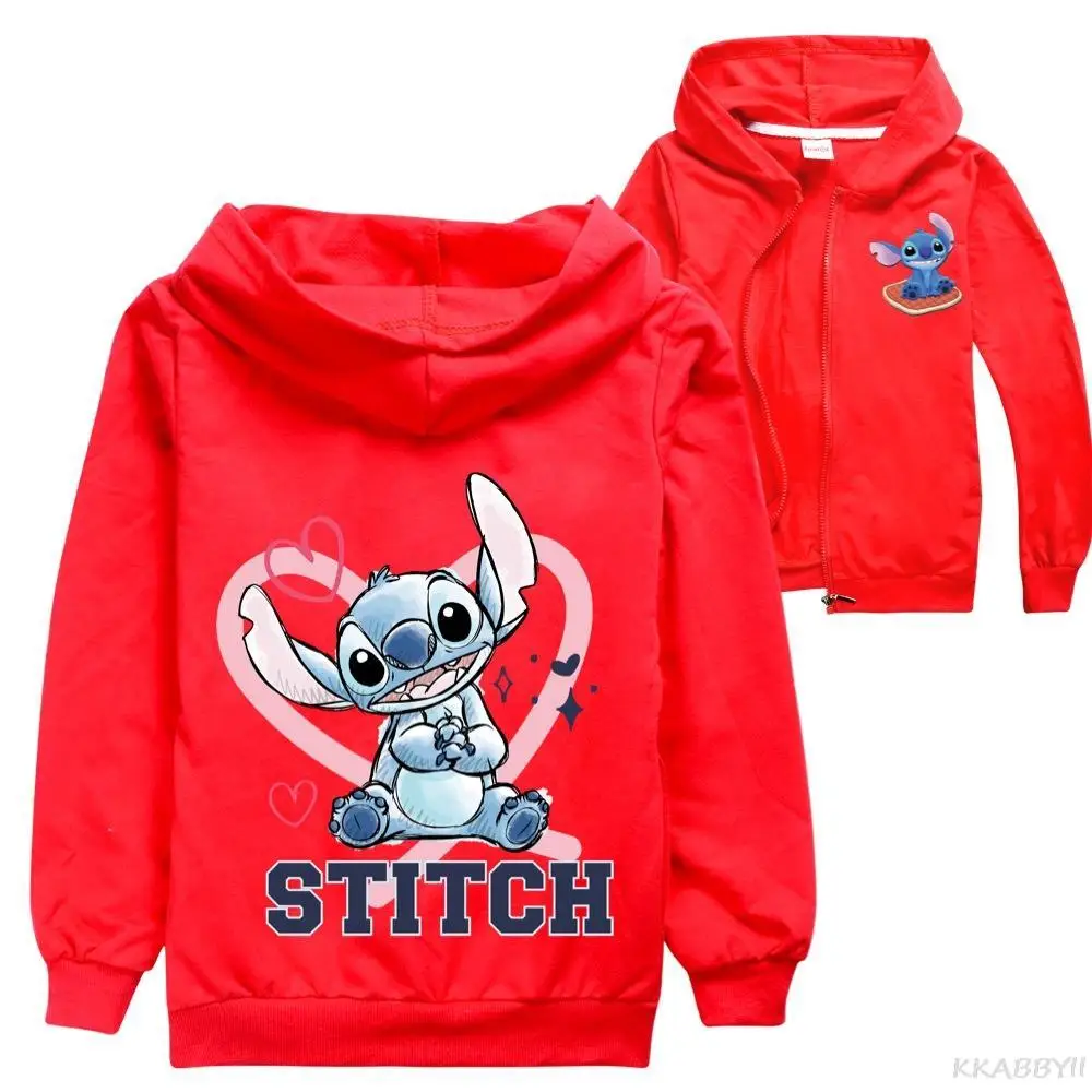 Stitch Clothes Kids Zipper Jackets for Girls Hooded Sweatshirt Baby Boy Hoodies Children Long Sleeves Sweater