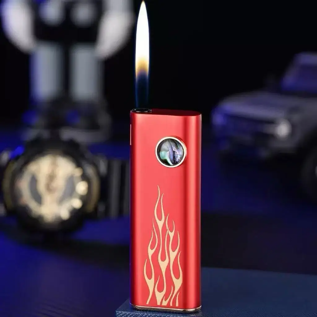 

2026 Hot Sales Fashion Silent Ignition Butane Gas Lighter Aluminum Shell Alloy Compact Portable Open Flame Inflatable Lighter