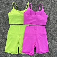 Solid Color gym bike Yoga Set short Legging +cross sport bra Tracksuit Athletic Women Gym Suit Comprehensive Training Jogging - Image 2