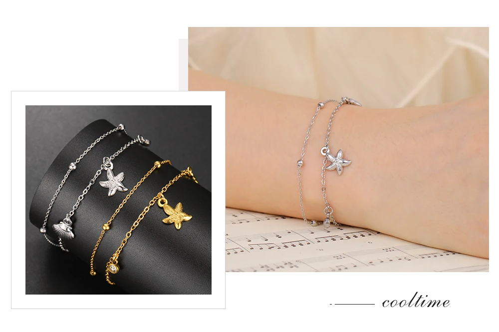 COOLTIME Seestern Muschel Armbänder für Frauen Edelstahl Mode Sommer Strand Schmuck Armband Zubehör für Ozean Liebhaber – Detail 10