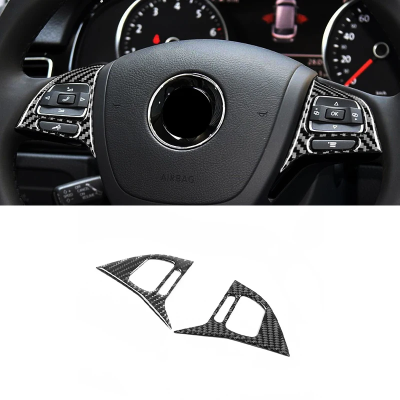 

For 2011-2018 Volkswagen Touareg Carbon Fiber Interior Retrofit Steering Wheel Button Frame Decorative Stickers Car Accessories