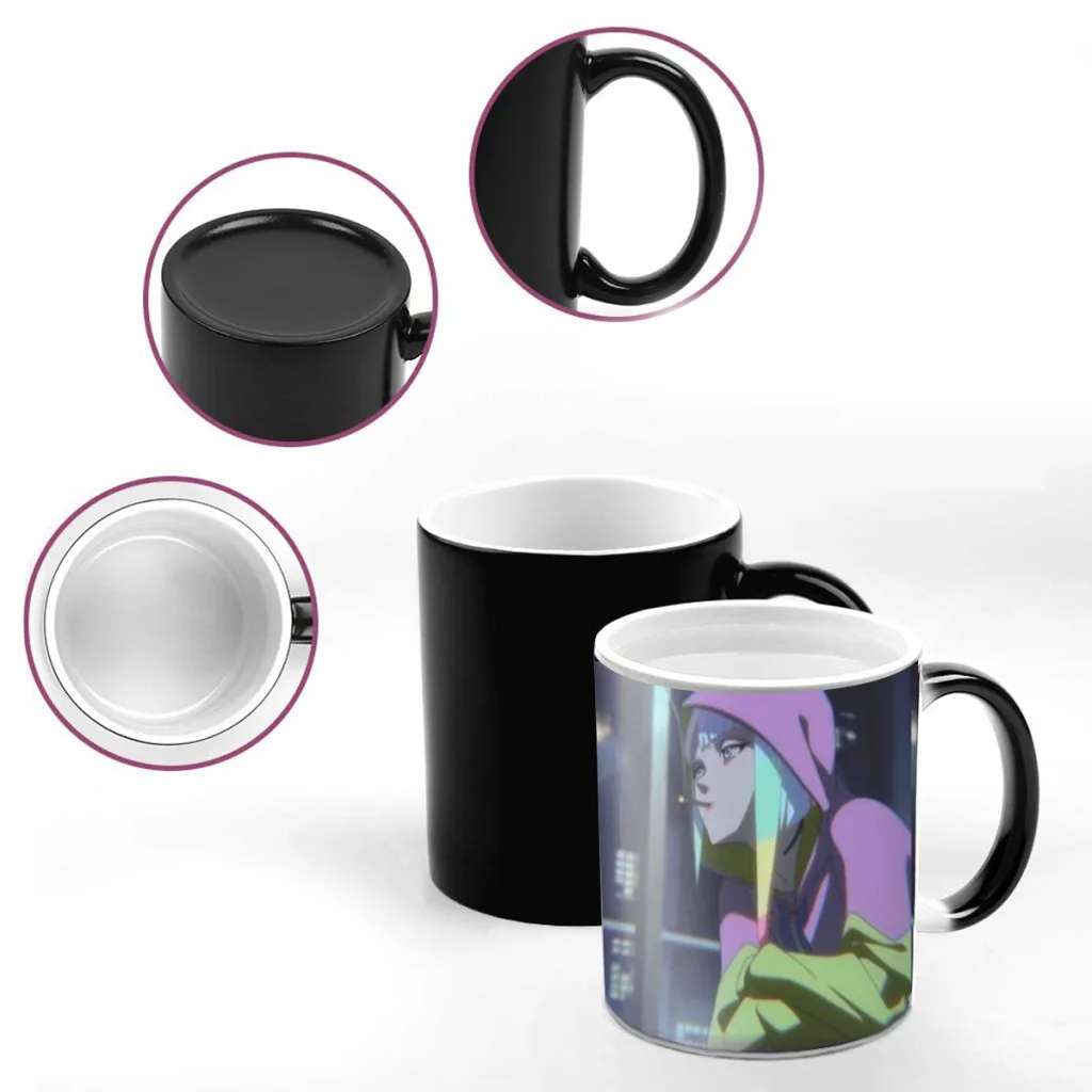 Anime C_Cyberpunks Cool E-Edgerunners One Piece Coffee Mugs And Mug Creative Color Change Tea Cup Ceramic Milk Cups Gifts