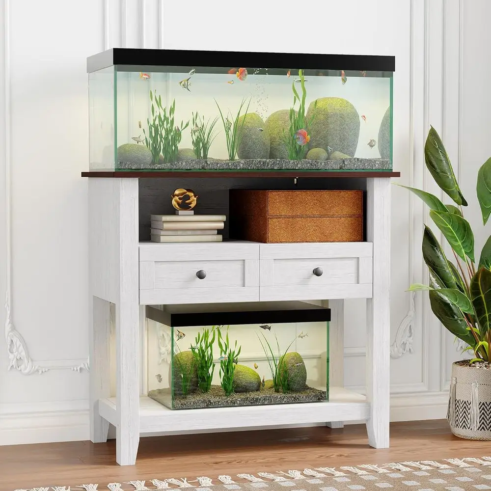 

29 Gallon Tank Stand with Charging Station, Heavy Duty for Fish or Reptile Tanks, Storage & Drawers