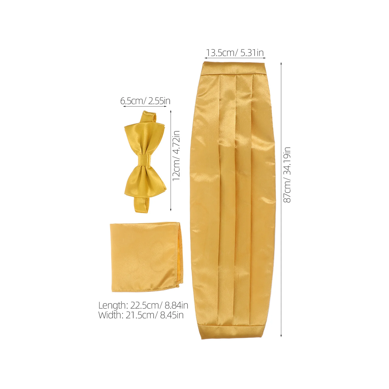 Ensemble de faisceaux carrés avec nœud papillon pour hommes, 1 ensemble, accessoires de smoking classiques, fête de mariage, événements d'affaires, doré doux