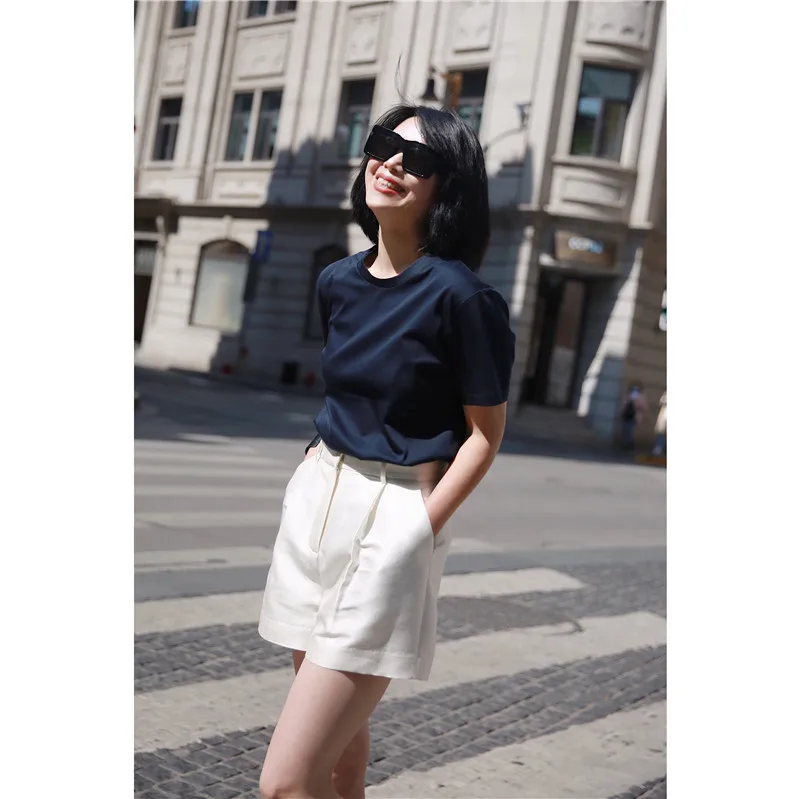 

FANNIU Original High-End Sle Women's A-Line Silk Wool orts Four Colors Classic Versatile Anti-Aging Pleated Casual Pants