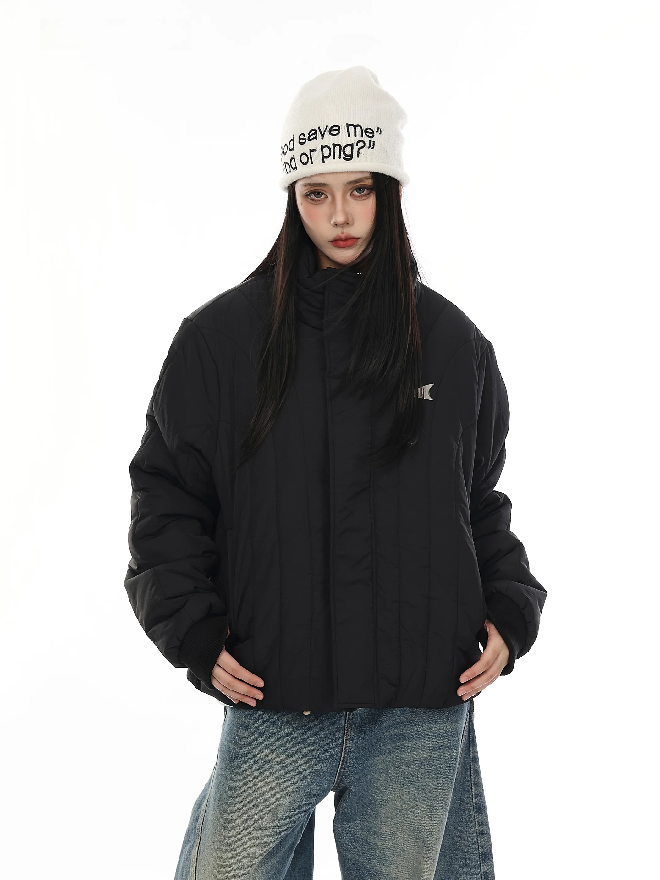 

VINMUK Американский ретро-деконструированный хлопковый топ Jaet ort с воротником-стойкой, хлопковый топ на подкладке для мужчин и женщин, модный B...