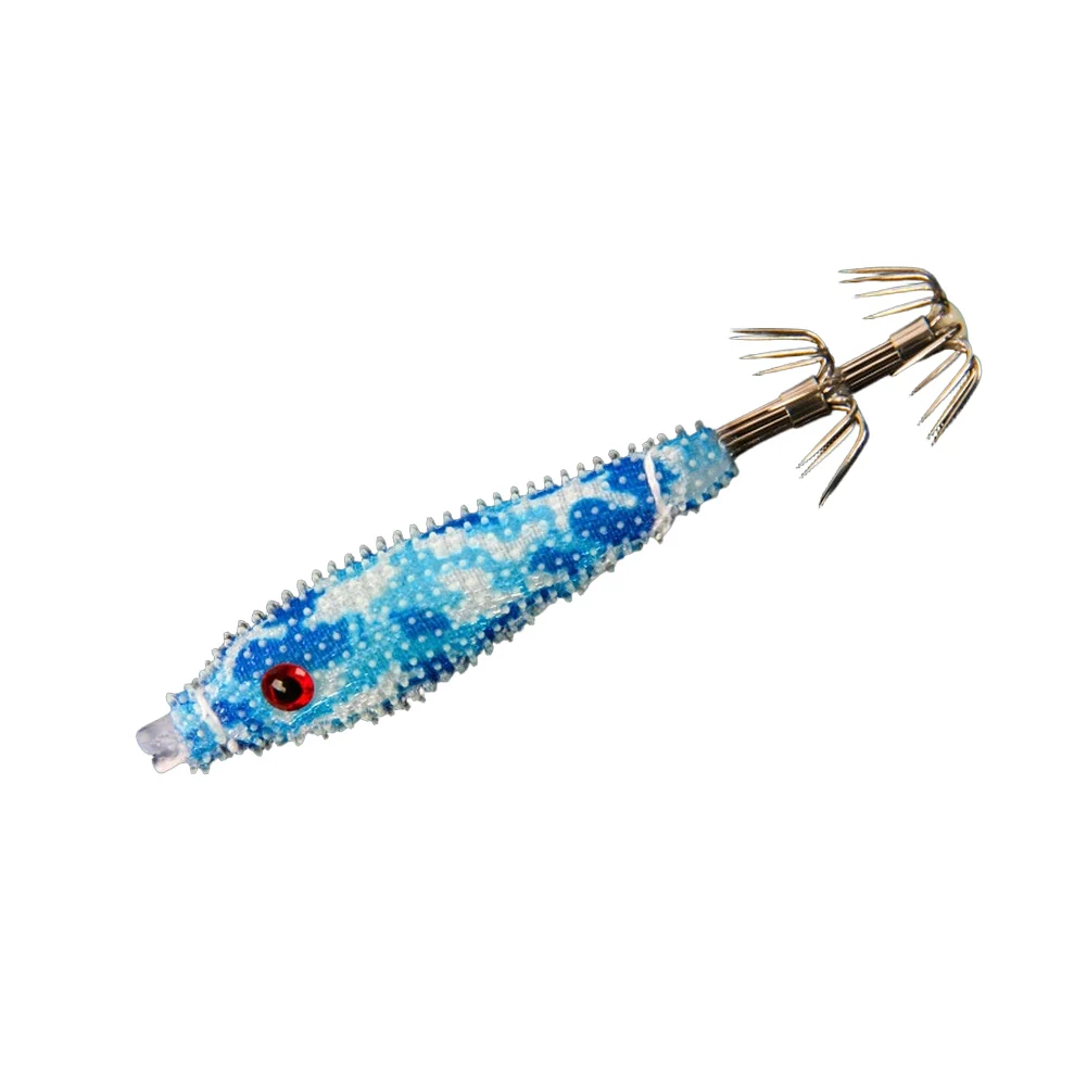 Soft Lure Squid Jig Night Angling Blue,red,pink,orange 3D Eyes Fishing Lure Metal Hook Component Particle Texture