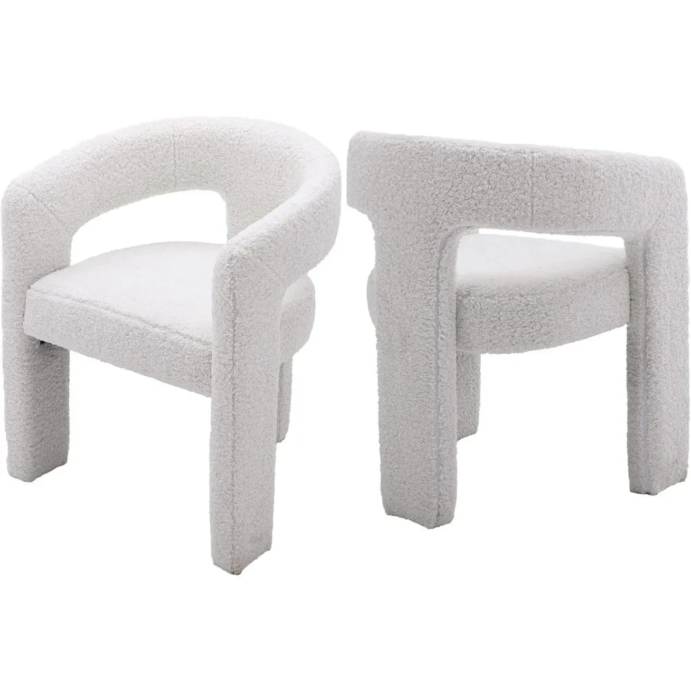 

Dining Chair Set of 2 with Arms, Modern Barrel Comfy Accent Side Chairs, Upholstered Sherpa Dining Chair