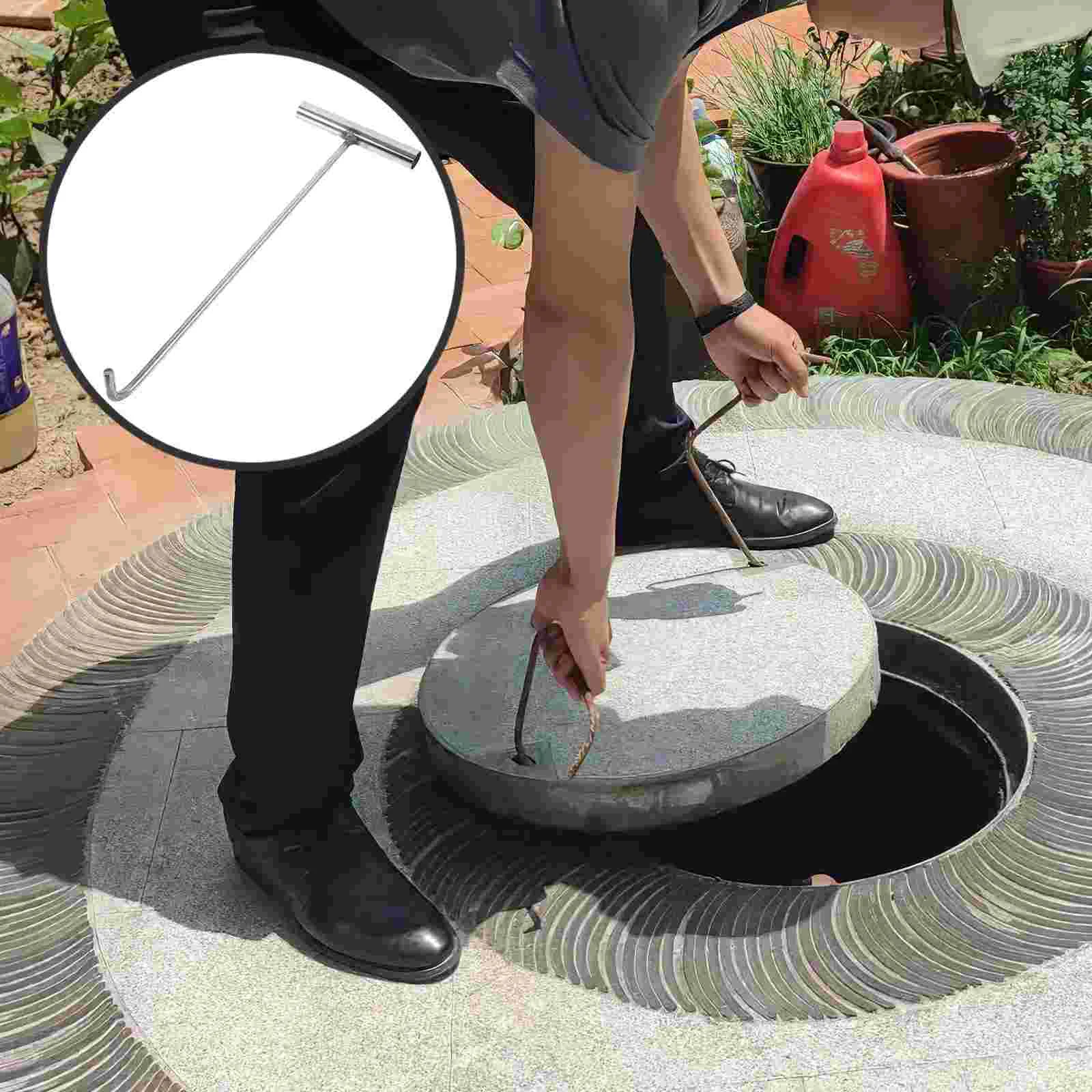 

Manhole Hook Stainless Steel Pull Hook Rolling Door Hook T Shape Hook Lifting Tool Manhole Cover Hook