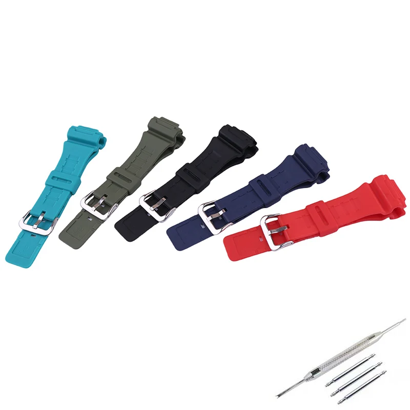 إكسسوارات حزام ساعة من الراتنج للرجال متوافقة مع حزام ساعة كاسيو AQ-S810W WC5208 AEQ-110W W-735H سوار معصم رياضي مطاطي 18 ملم